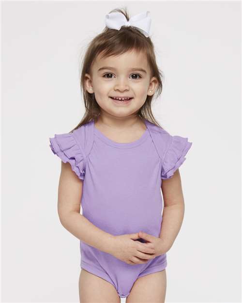 Rabbit Skins Infant Flutter Sleeve Baby Rib Bodysuit 4439