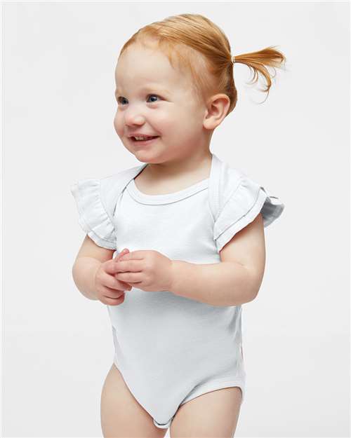 Rabbit Skins Infant Flutter Sleeve Baby Rib Bodysuit 4439