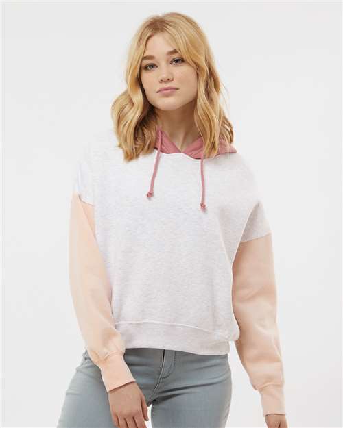 MV Sport Women's Sueded Fleece Colorblocked Crop Hooded Sweatshirt W23716