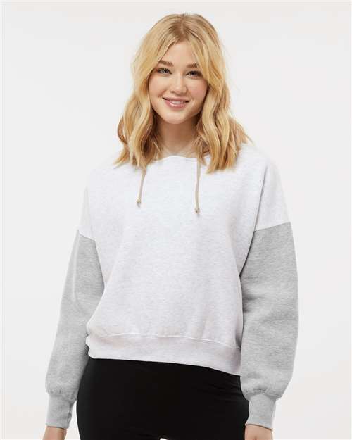 MV Sport Women's Sueded Fleece Colorblocked Crop Hooded Sweatshirt W23716
