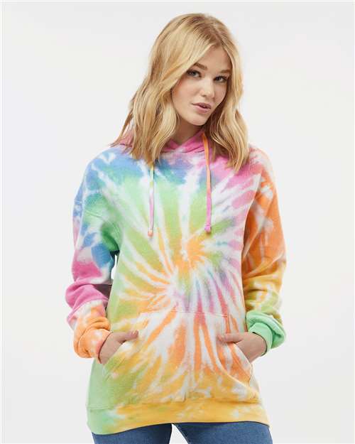 Colortone Unisex Tie-Dyed Cloud Inside-Out Fleece Hooded Sweatshirt 8600