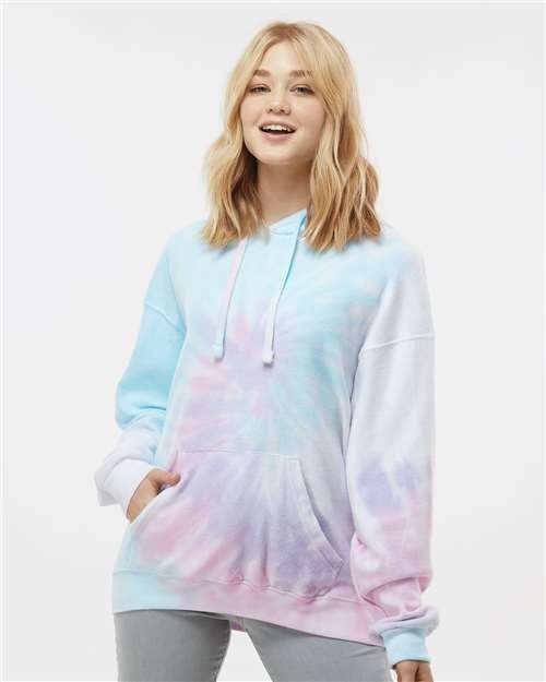 Colortone Unisex Tie-Dyed Cloud Inside-Out Fleece Hooded Sweatshirt 8600