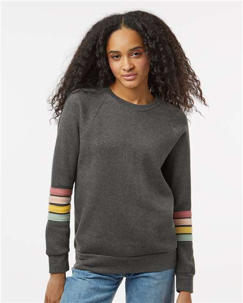 MV Sport Women's Striped Sleeves Crewneck Sweatshirt W23152