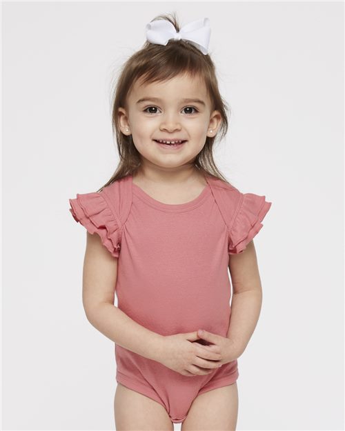 Rabbit Skins Infant Flutter Sleeve Baby Rib Bodysuit 4439