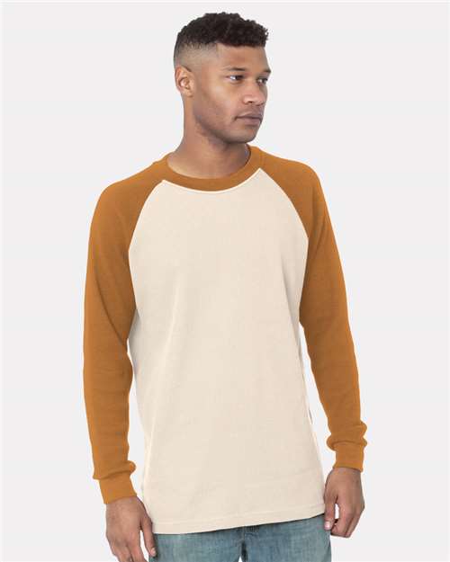 Bayside Men's USA-Made Heavyweight Waffle Knit Thermal Raglan T-Shirt 8211