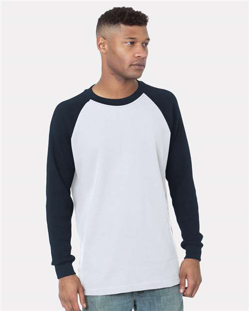 Bayside Men's USA-Made Heavyweight Waffle Knit Thermal Raglan T-Shirt 8211