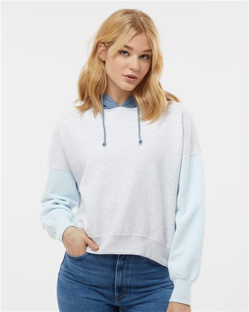 MV Sport Women's Sueded Fleece Colorblocked Crop Hooded Sweatshirt W23716