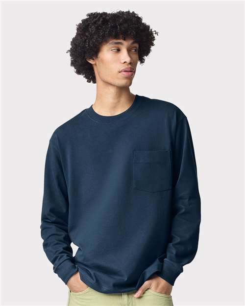 American Apparel Unisex Super Heavyweight Long Sleeve Pocket Tee 9410