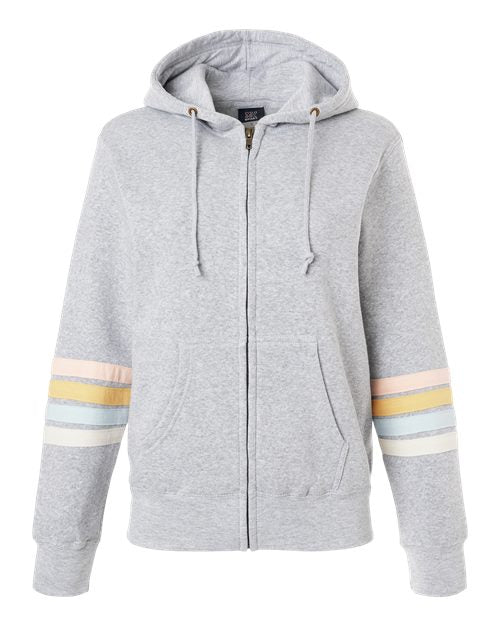 MV Sport Women's Striped Sleeves Full-Zip Hooded Sweatshirt W22732