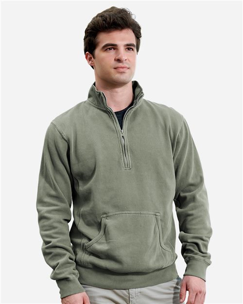 J. America Unisex Pigment-Dyed Fleece Quarter-Zip Pullover 8732