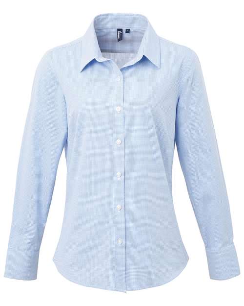Artisan Collection by Reprime Women's Microcheck Gingham Cotton Shirt RP320