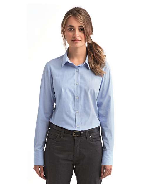 Artisan Collection by Reprime Women's Microcheck Gingham Cotton Shirt RP320