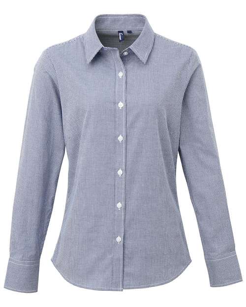 Artisan Collection by Reprime Women's Microcheck Gingham Cotton Shirt RP320