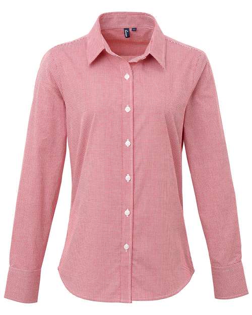 Artisan Collection by Reprime Women's Microcheck Gingham Cotton Shirt RP320