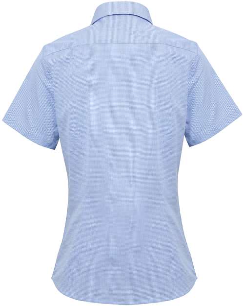Artisan Collection by Reprime Women's Microcheck Gingham Short Sleeve Cotton Dress Shirt RP321
