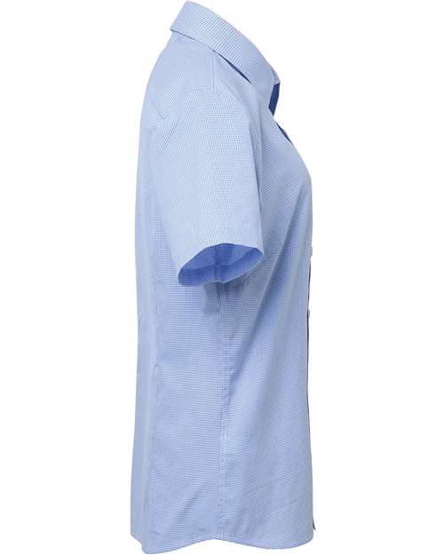 Artisan Collection by Reprime Women's Microcheck Gingham Short Sleeve Cotton Dress Shirt RP321
