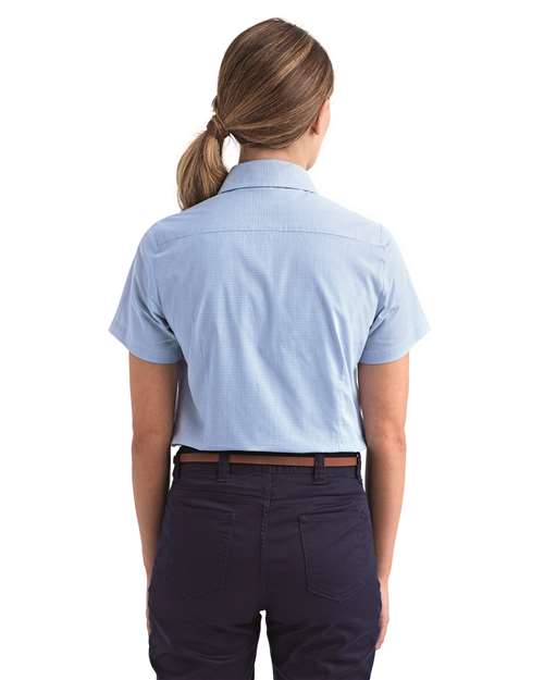 Artisan Collection by Reprime Women's Microcheck Gingham Short Sleeve Cotton Dress Shirt RP321