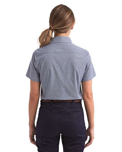 Artisan Collection by Reprime Women's Microcheck Gingham Short Sleeve Cotton Dress Shirt RP321