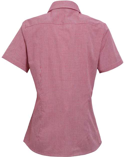 Artisan Collection by Reprime Women's Microcheck Gingham Short Sleeve Cotton Dress Shirt RP321
