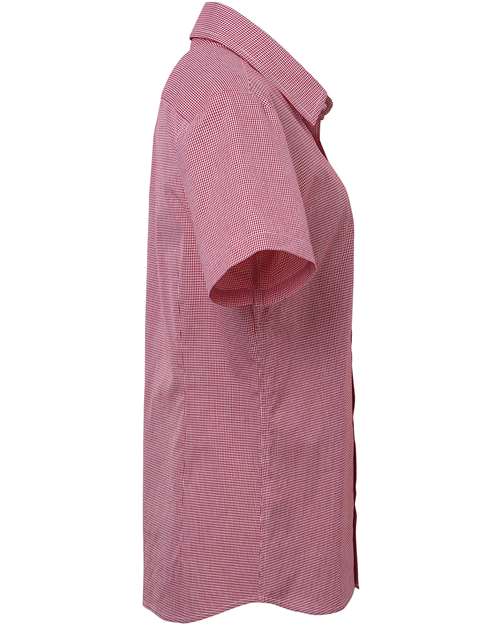 Artisan Collection by Reprime Women's Microcheck Gingham Short Sleeve Cotton Dress Shirt RP321