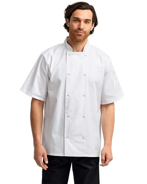 Artisan Collection by Reprime Unisex Ten Studded Front Short Sleeve Chef Coat RP664