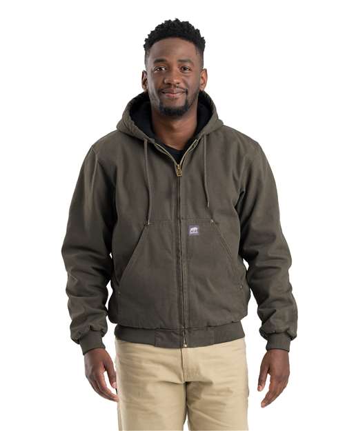 Berne Apparel Men's Heartland Washed Cotton Duck Hooded Jacket HJ375