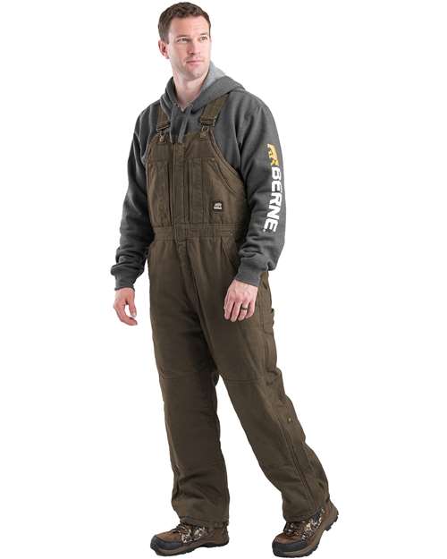 Berne Apparel Men's Heartland Insulated Washed Duck Bib Overall B377