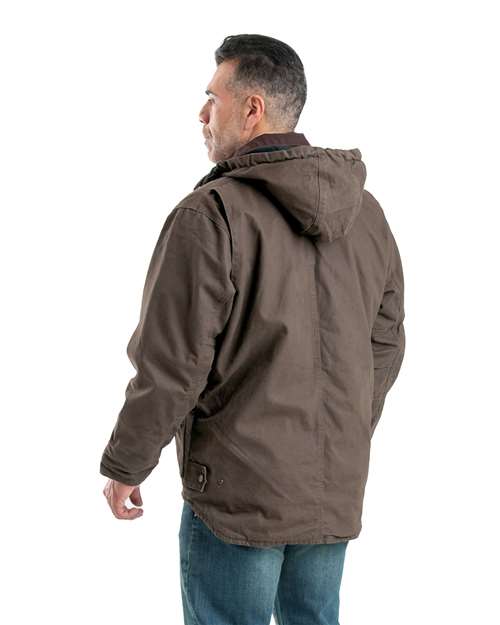 Berne Apparel Men's Heartland Washed Duck Zip-Off Hooded Coat JC613
