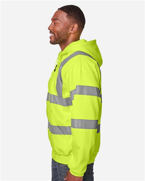 Berne Apparel Men's Tall Hi-Vis Class 3 Lined Full-Zip Hooded Sweatshirt HVF021T