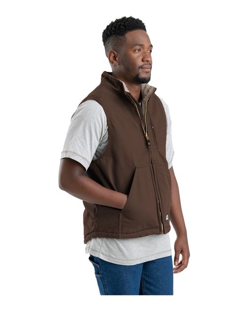 Berne Apparel Men's Heartland Sherpa-Lined Washed Duck Vest V818