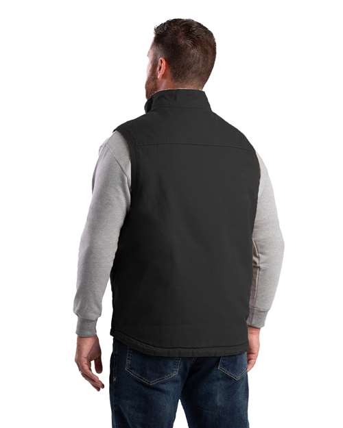 Berne Apparel Men's Heartland Sherpa-Lined Washed Duck Vest V818