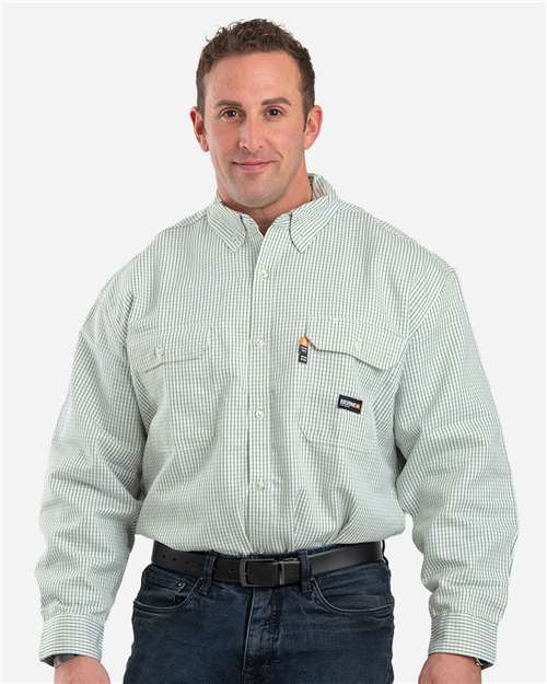 Berne Apparel Men's Tall Flame-Resistant Down Plaid Work Shirt FRSH21T