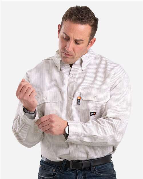 Berne Apparel Men's Tall Flame-Resistant Down Plaid Work Shirt FRSH21T