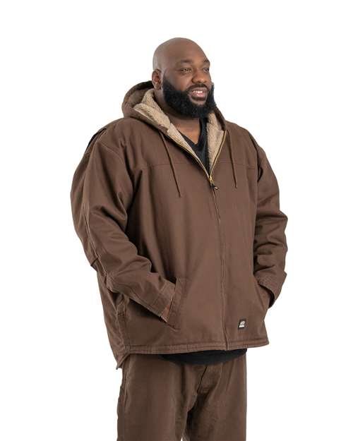 Berne Apparel Men's Heartland Washed Duck Hooded Work Coat HJ626