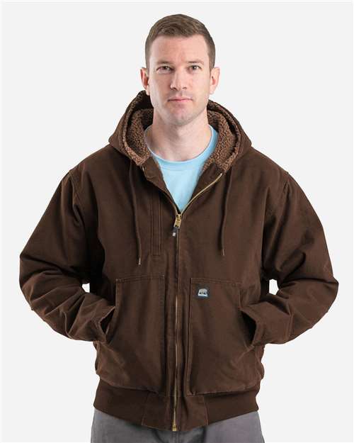 Berne Apparel Men's Highland Flex180® Washed Duck Hooded Work Jacket HJ317