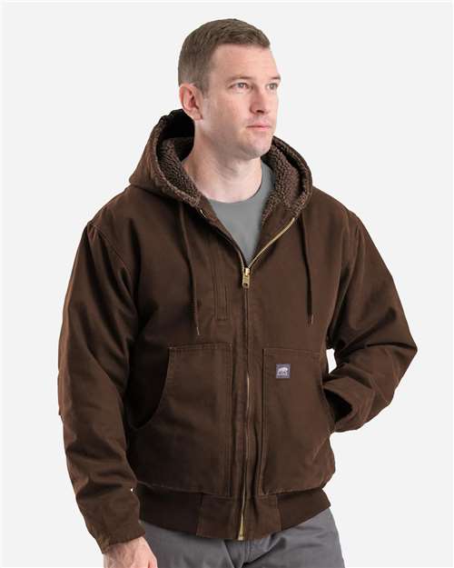 Berne Apparel Men's Highland Flex180® Washed Duck Hooded Work Jacket HJ317