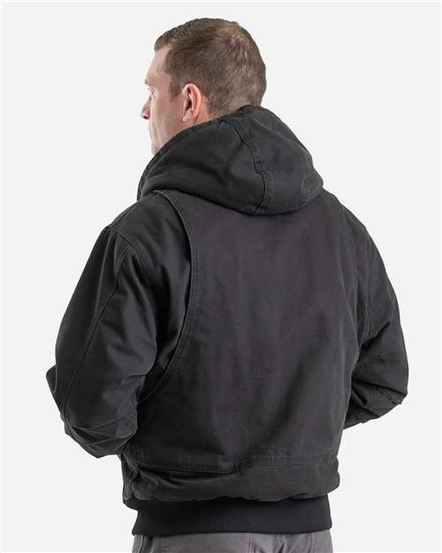 Berne Apparel Men's Highland Flex180® Washed Duck Hooded Work Jacket HJ317