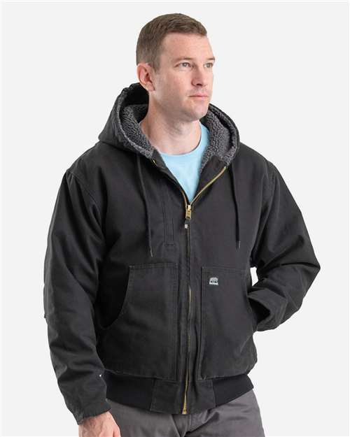 Berne Apparel Men's Highland Flex180® Washed Duck Hooded Work Jacket HJ317