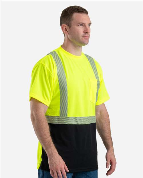 Berne Apparel Men's Hi-Vis Class 2 Color Blocked Pocket T-Shirt HVK017