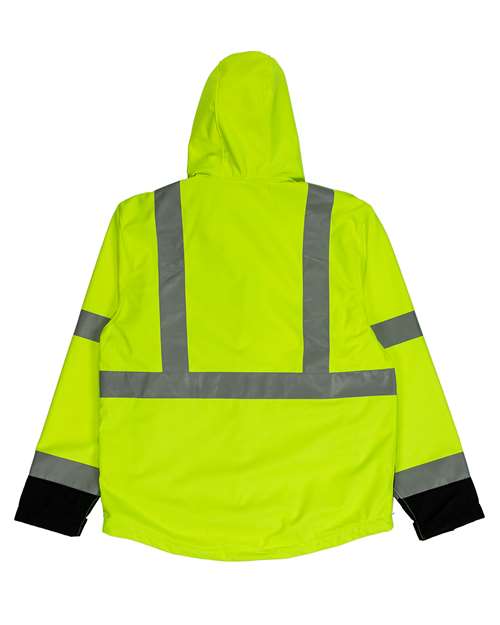 Berne Apparel Men's Hi-Vis Class 3 Hooded Soft Shell Jacket HVJS206