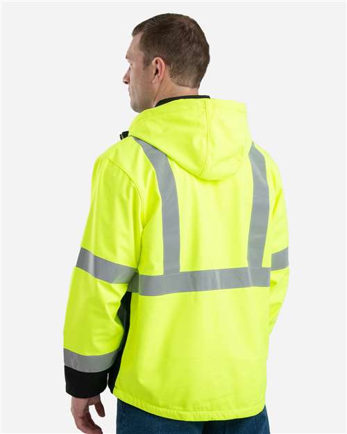Berne Apparel Men's Hi-Vis Class 3 Hooded Soft Shell Jacket HVJS206
