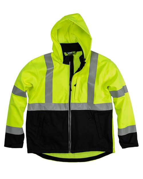 Berne Apparel Men's Tall Hi-Vis Class 3 Hooded Soft Shell Jacket HVJS206T
