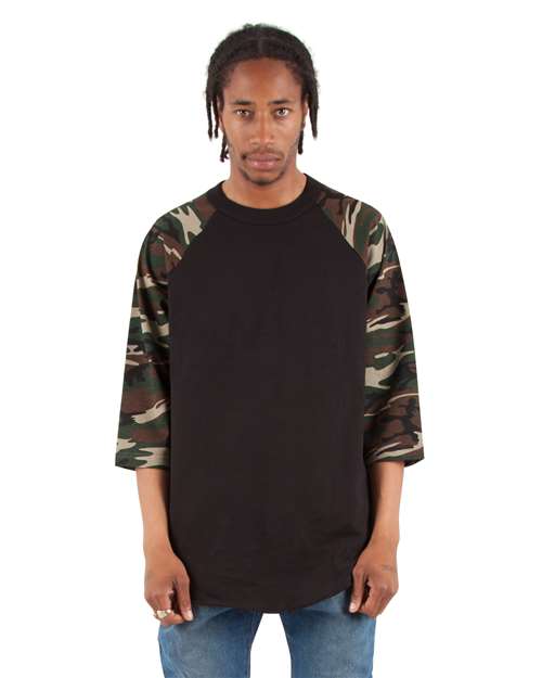 Shaka Wear Unisex Camo Raglan Tee SHRAGCM
