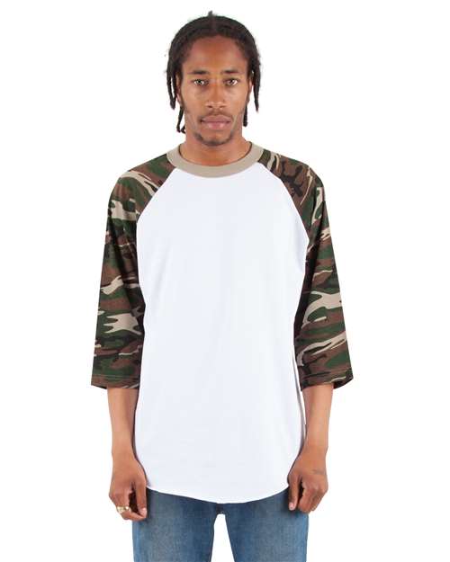 Shaka Wear Unisex Camo Raglan Tee SHRAGCM