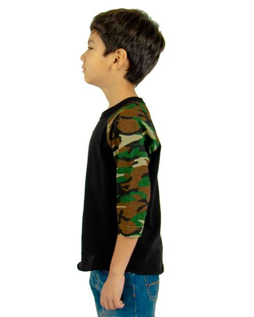 Shaka Wear Youth Camo Raglan Tee SHRAGCY