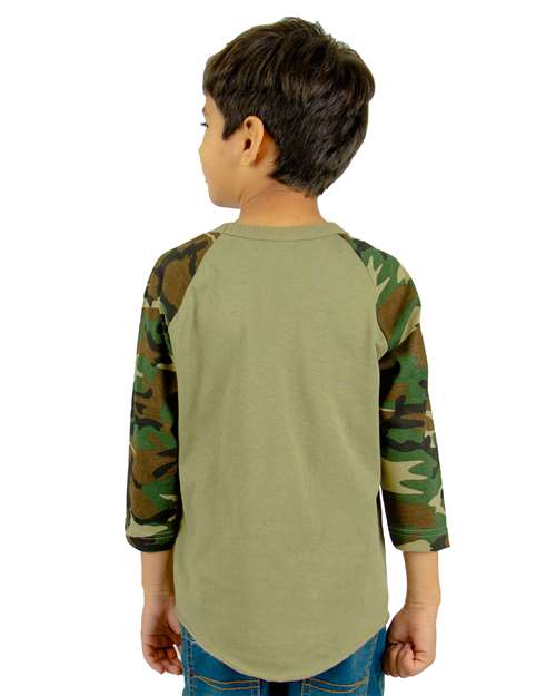 Shaka Wear Youth Camo Raglan Tee SHRAGCY