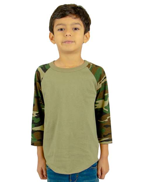 Shaka Wear Youth Camo Raglan Tee SHRAGCY