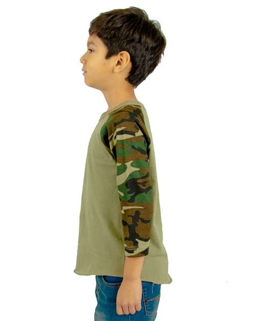 Shaka Wear Youth Camo Raglan Tee SHRAGCY