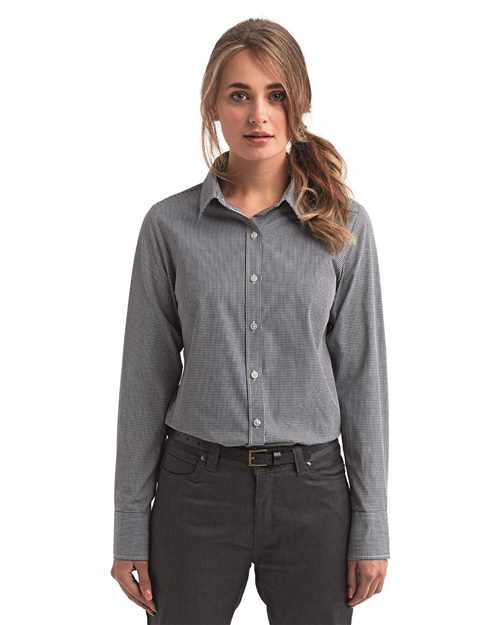 Artisan Collection by Reprime Women's Microcheck Gingham Cotton Shirt RP320
