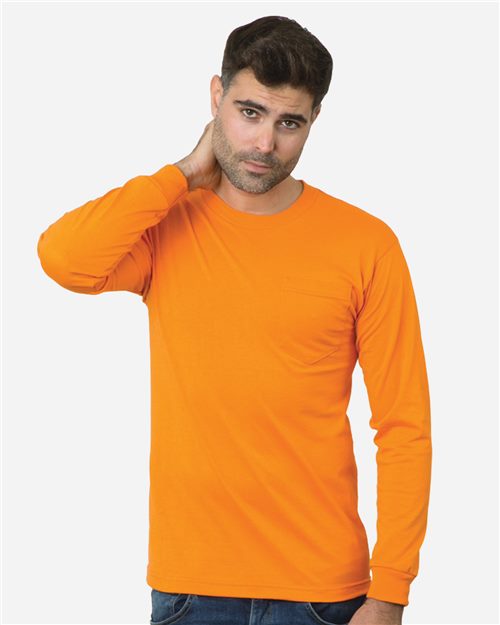 Bayside Unisex USA-Made 50/50 Long Sleeve Pocket T-Shirt 1730